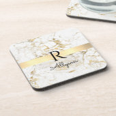 Wu & Gold Marble Gold Bar, DIY Black Name Monogram Bier Onderzetter (Linkerzijde)