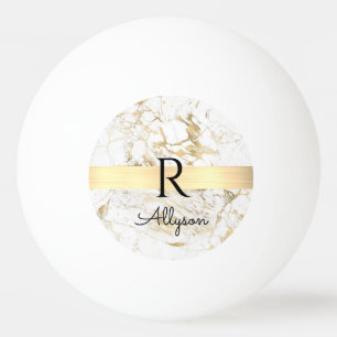 Wu & Gold Marble Gold Bar, DIY Black Name Monogram Pingpongballen