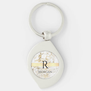 Wu & Gold Marble Gold Bar, DIY Black Name Monogram Sleutelhanger