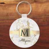 Wu & Gold Marble Gold Box, DIY Black Name Monogram Sleutelhanger (Voorkant)