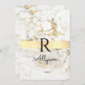 Wu/goudmarmer, DIY Blk Name Monogram Bericht Kaart (Voorkant / Achterkant)