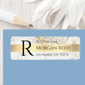 Wu/goudmarmer, goudstak blk Naam Monogram adres Etiket