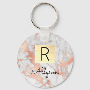 Wu & Roos Gold Marble Gold Box, naam en monogram K Sleutelhanger