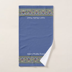 Wudu Turkse Bloemgrens Blauwe Gepersonaliseerde Wu Handdoek