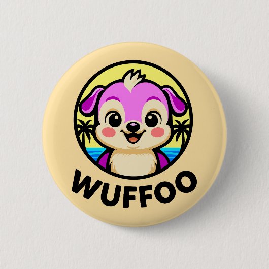 Wuffoo Adventures Cute Kawaii Puppy animation Ronde Button 5,7 Cm (Voorkant)
