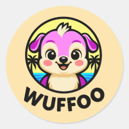 Wuffoo Adventures Cute Kawaii Puppy animation  Ronde Sticker