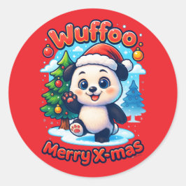 Wuffoo Poppi Merry X-mas Kawaii 3D Holiday Ronde Sticker