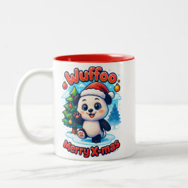 Wuffoo Poppi Prettig Kerstfeest Kawaii 3D Kerst  Tweekleurige Koffiemok