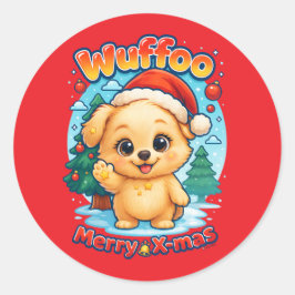 Wuffoo Starssie Merry X-mas Kawaii 3D Holiday Ronde Sticker