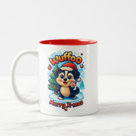 Wuffoo Surffie Prettig Kerstfeest Kawaii 3D Feestd Tweekleurige Koffiemok