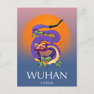Wuhan China Draak reisposter Briefkaart
