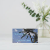 "Wuivende palmbomen, blauwe lucht, witte wolken" f Visitekaartje (Staand voorkant)