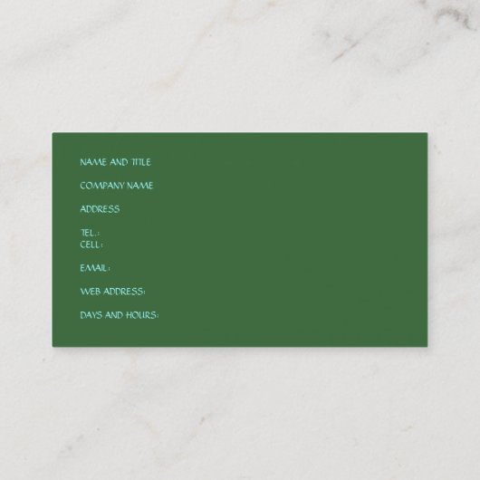 "Wuivende palmbomen, blauwe lucht, witte wolken" f Visitekaartje (Achterkant)