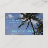 "Wuivende palmbomen, blauwe lucht, witte wolken" f Visitekaartje (Voorkant)