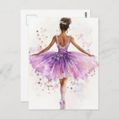 Wunderschöne Aquarell Ballerina im Tutu  Briefkaart (Voorkant / Achterkant)