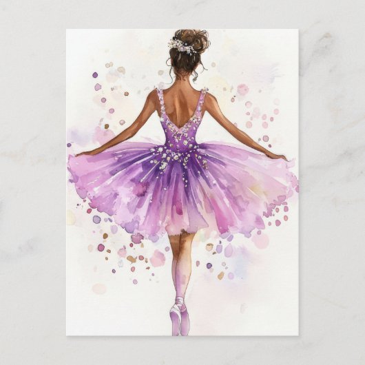 Wunderschöne Aquarell Ballerina im Tutu  Briefkaart (Voorkant)