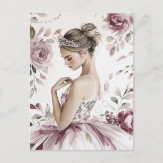 Wunderschöne Aquarell Ballerina im Tutu Briefkaart