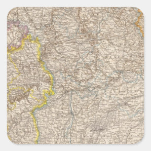 Wurttemberg, Bayern Atlas Map of Germany Vierkante Sticker