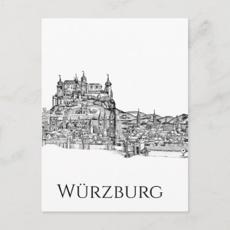 Würzburg Beieren Stadsgezicht Minimalistische Lijn Briefkaart