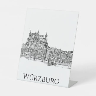 Würzburg Beieren Stadsgezicht Minimalistische Lijn Reclamebord Met Voetstuk