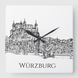 Würzburg Beieren Stadsgezicht Minimalistische Lijn Vierkante Klok