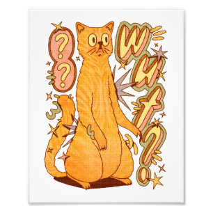 Wut? / Een Oranje kattenillustratie Foto Afdruk
