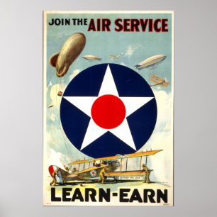 WW1 legervliegtuigen die poster rekruteren