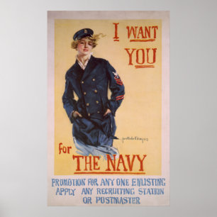 WW1-marine - Poster voor werving aan zee of afdruk