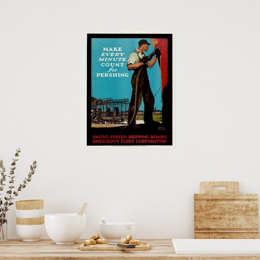  WW1-noodvloot Patriottische scheepsbouwers Poster (Keuken)
