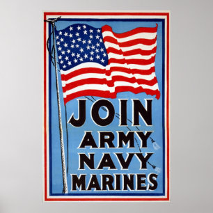  WW1-Poster ~ Join Army~ Navy~Marines Poster