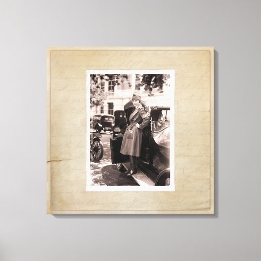 WW1 Retro  Rode Kruis Verpleegster met Antiek Auto Canvas Afdruk (Voorkant)