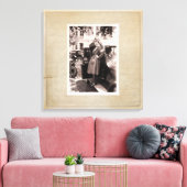 WW1 Retro  Rode Kruis Verpleegster met Antiek Auto Canvas Afdruk (Insitu (Woonkamer))