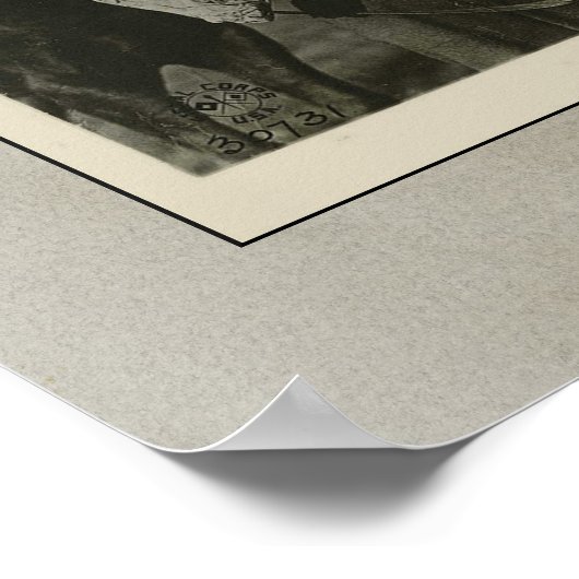 WW1 Soldaat en paard met gaasmasker Poster (Hoek)