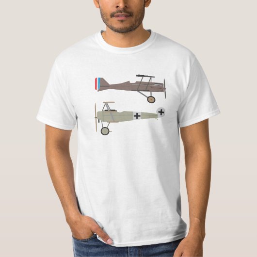 WW1-strijder vliegtuigen - SE5 en Fokker Dr. 1 T-shirt (Voorkant)