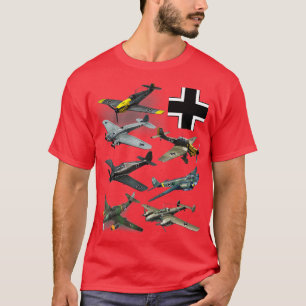 WW2 German Fighter Planes JU87 Stuka Bf 109 ME 262 T-shirt