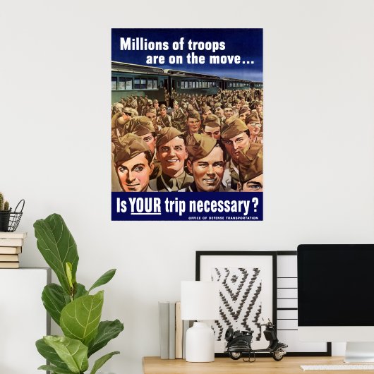 WW2 — Is je reis nodig? Poster (Thuiskantoor)