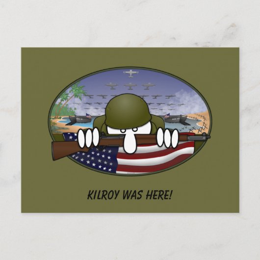 WW2 Kilroy-Briefkaart Briefkaart (Voorkant)
