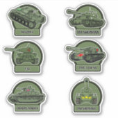 WW2 Militaire Tank Stickers - Olijfgroen (Voorkant)