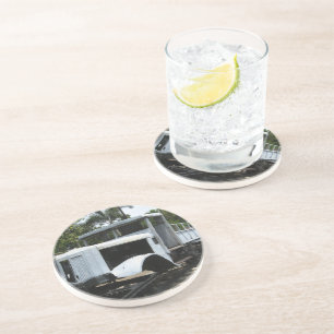 WW2 Militaire trein op de Kwai-brug Zandsteen Onderzetter