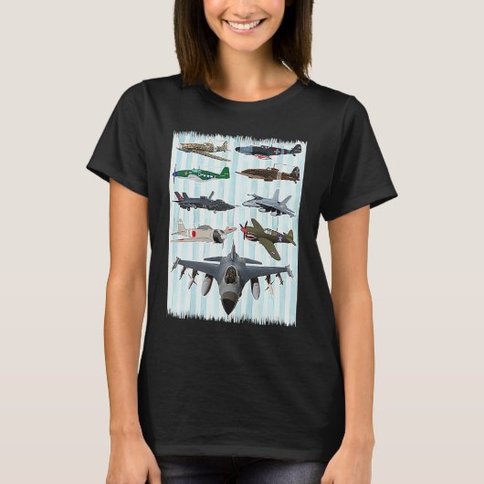 WW2 Planes Warbirds P51 Mustang Spitfire Messersch T-shirt (Voorkant)