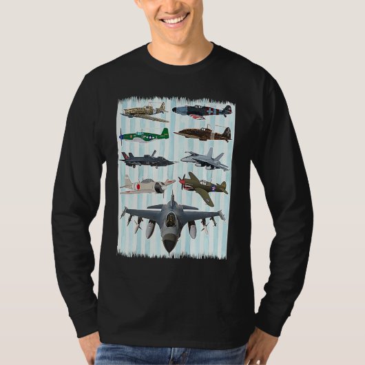 WW2 Planes Warbirds P51 Mustang Spitfire Messersch T-shirt (Voorkant)