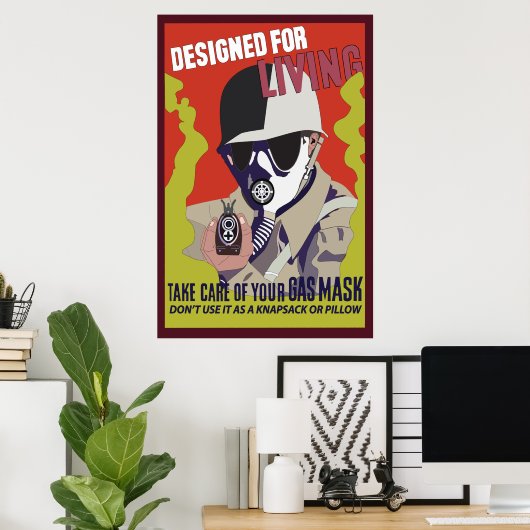 ww2 poster Zorg voor uw gasmasker (Thuiskantoor)