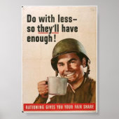 WW2 Rationing-"Doe met minder..." Poster (Voorkant)
