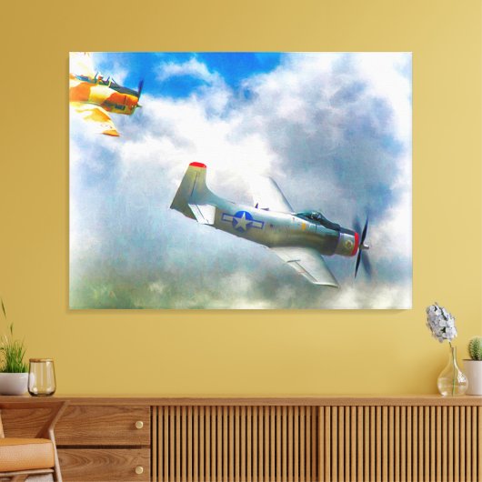 WW2 Vliegtuig AIR FORCE RAIDERS Canvas Afdruk (Insitu (Woonkamer))