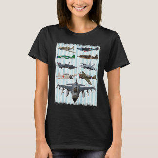 WW2 Vliegtuigen P51 Mustang Spitfire Messersch T-shirt