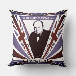 WW2 Winston Churchill Art Deco-stijl Unieschandje Kussen