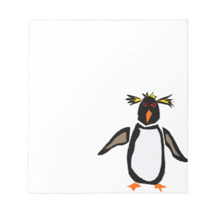 WW- Funny Rockhopper Penguin Primitive Art Notitieblok