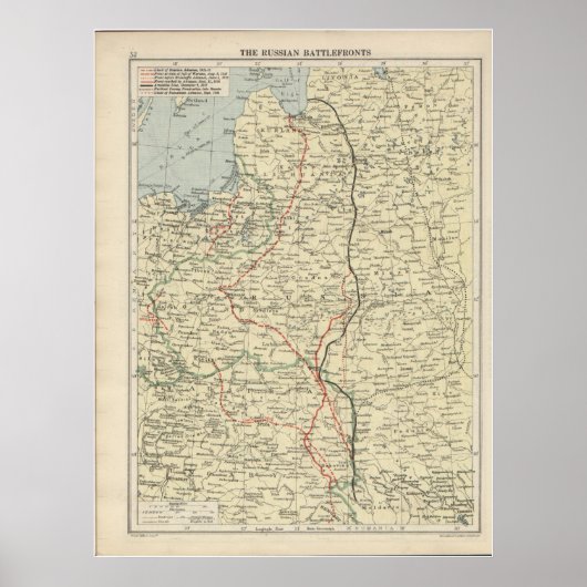 WWI Eastern Front Map Poster (Voorkant)