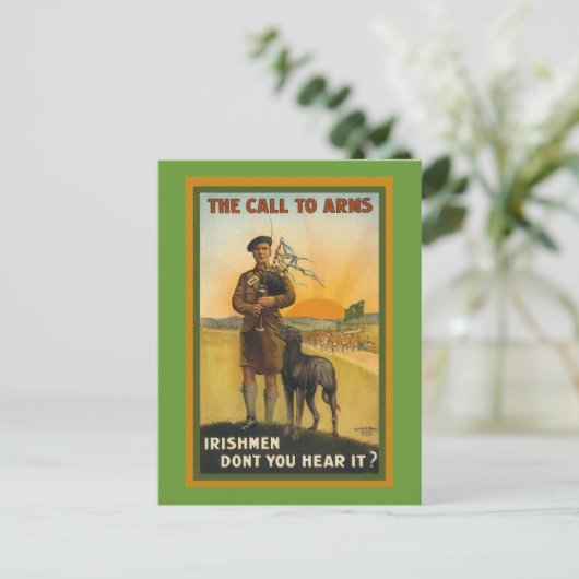 WWI Irish Recruiting Poster Briefkaart (Staand voorkant)