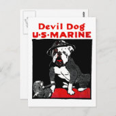 WWI Marine Corps Devil Dog Briefkaart (Voorkant / Achterkant)